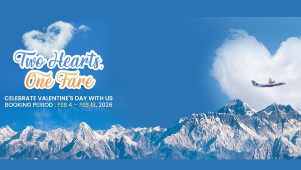बुद्ध एयरको ‘भ्यालेन्टाइन डे’ अफर : एकै टिकटमा दुई जनालाई एभरेष्ट एक्सपेरियन्स उडान