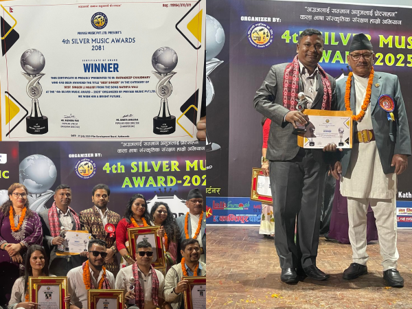 गायक रत्नदिप चौधरीलाई चौथो सिल्भर म्युजिक अवार्डमा सर्वोत्कृष्ट भाषाभाषी अवार्ड