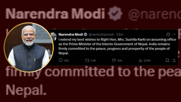 भारतीय प्रधानमन्त्री मोदीले दिए नवनियुक्त प्रधानमन्त्री कार्कीलाई बधाई