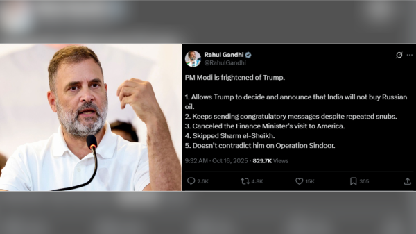 राहुल गान्धीको प्रहार “प्रधानमन्त्री मोदी ट्रम्पसँग डराउँछन”